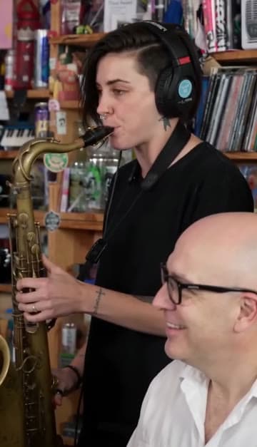 Sax solo: a frame from a Tiny Desk AI sample video