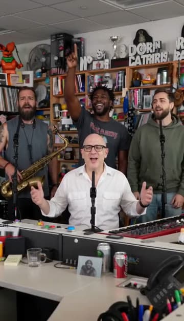 Band finale: a frame from a Tiny Desk AI sample video